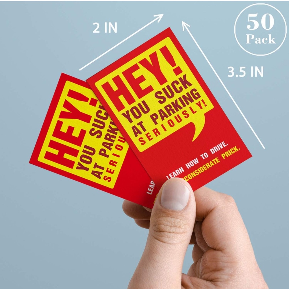 Bad Parking Cards,A Funny Gag Gift Or Prank, 3.5 x 2 Inch.
